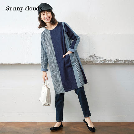 桑妮库拉/Sunny clouds 女式棉混靛蓝染微弹牛仔裤