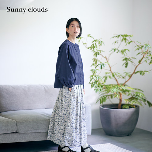 女式纯棉花朵印花半身裙日式复古