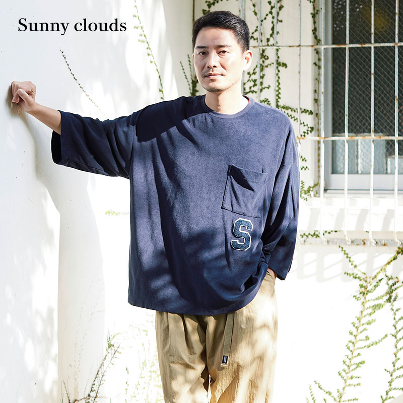 Sunnyclouds男式纯棉落肩T恤衫