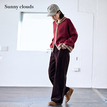 冬季新品 桑妮库拉/Sunny clouds棉混复古灯芯绒直筒裤宽松长裤女
