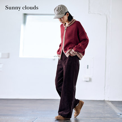 冬季新品 桑妮库拉/Sunny clouds棉混复古灯芯绒直筒裤宽松长裤女