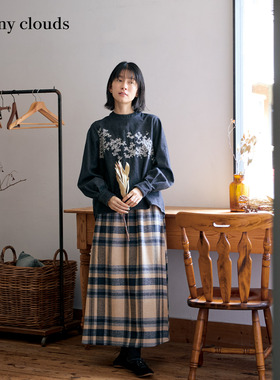 冬季新品 桑妮库拉/Sunny clouds 女式纯棉立领冰晶刺绣牛仔罩衫