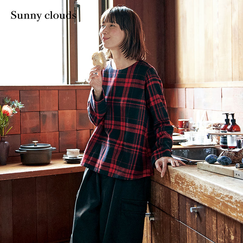Sunnyclouds女式毛混格子罩衫