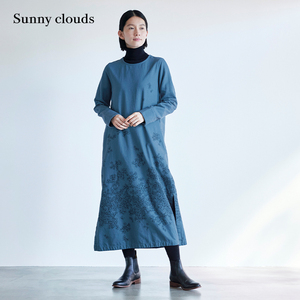 桑妮库拉/Sunny clouds 纯棉花朵印花装饰连衣裙打底裙