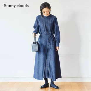 桑妮库拉 新品 女式 Sunny 冬季 clouds 纯棉多褶牛仔连衣裙