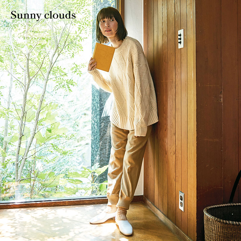 Sunny clouds Shuttle Notes日本面料女式纯棉罗纹收口裤（卡其） 女装/女士精品 休闲裤 原图主图