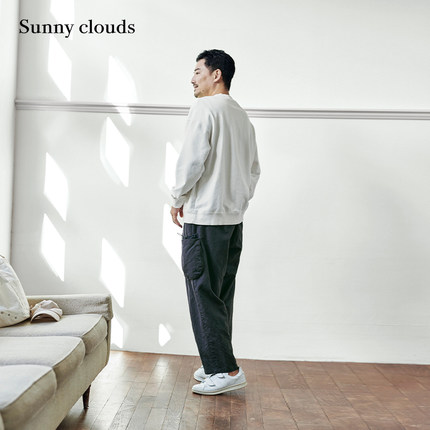 桑妮库拉/Sunny clouds男式棉麻山系工装萝卜裤（炭灰）