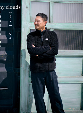 冬季新品 桑妮库拉/Sunny clouds男式山系亨利领双面摇粒绒衫黑色