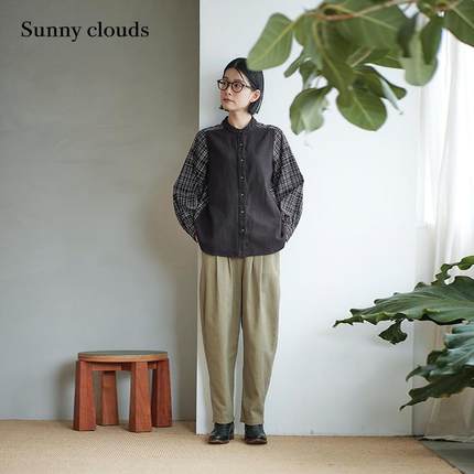 桑妮库拉/Sunny clouds 棉混萝卜裤百搭休闲裤亚麻长裤