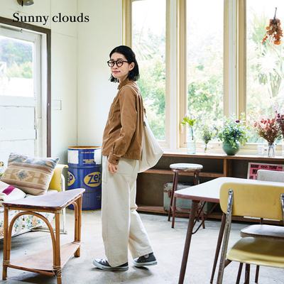 白色直筒休闲裤针织长裤