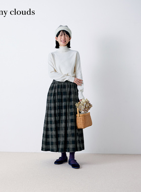 冬季新品 桑妮库拉/Sunny clouds 纯棉针织高领衫白色打底毛衣女