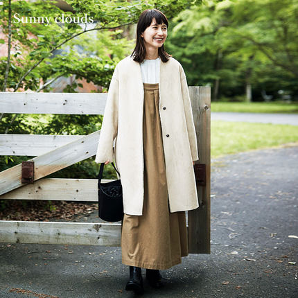 桑妮库拉/Sunny clouds 女式无领柔软仿羊皮外套