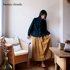 冬季新品 桑妮库拉/Sunny clouds 女式纯棉圣诞玫瑰印花半身裙