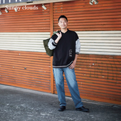 直筒长裤 Sunny 秋冬 纯棉宽松漆点装 饰牛仔裤 clouds 男式