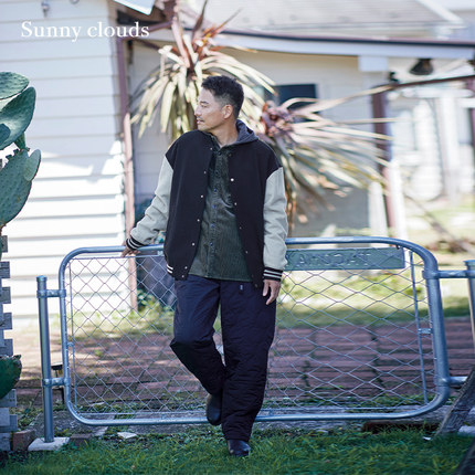 桑妮库拉/Sunny clouds 男式温暖轻易绗缝萝卜裤（黑）