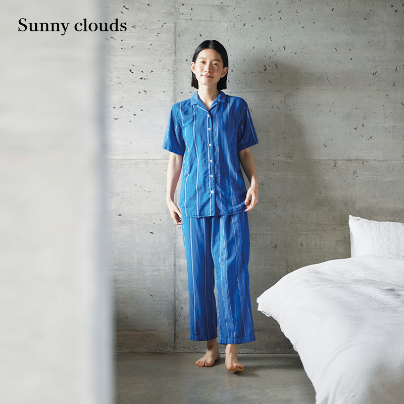 桑妮库拉/Sunny clouds纯棉不规则条纹家居服宽松睡衣女