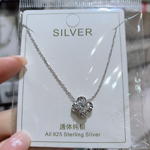 莫桑石项链 通体s925纯银项链