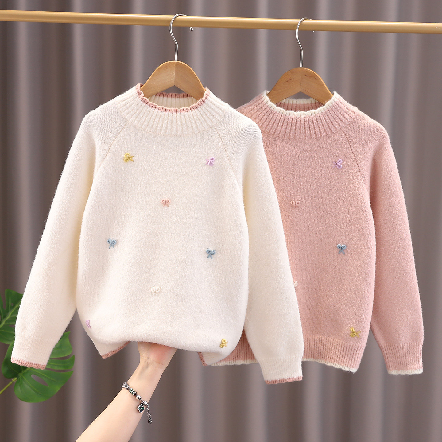 女童秋冬毛衣2025新款保暖针织衫中大童女宝宝洋气蝴蝶甜美毛线衣,童装/婴儿装/亲子装,毛衣/针织衫,淘宝优惠券,粉丝福利购,淘宝优惠卷