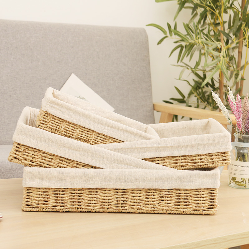 草编收纳筐桌面零食化妆品收纳篮