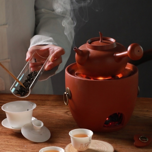 潮州原矿砂铫壶跳盖侧把围炉煮茶