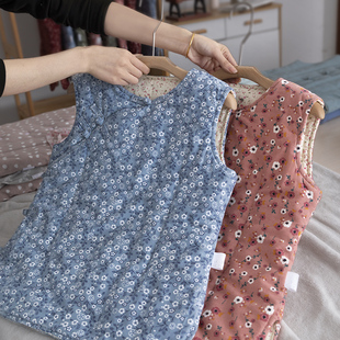 文艺范坎肩背心内胆冬 中国风复古马夹修身 棉花中式 盘扣马甲女