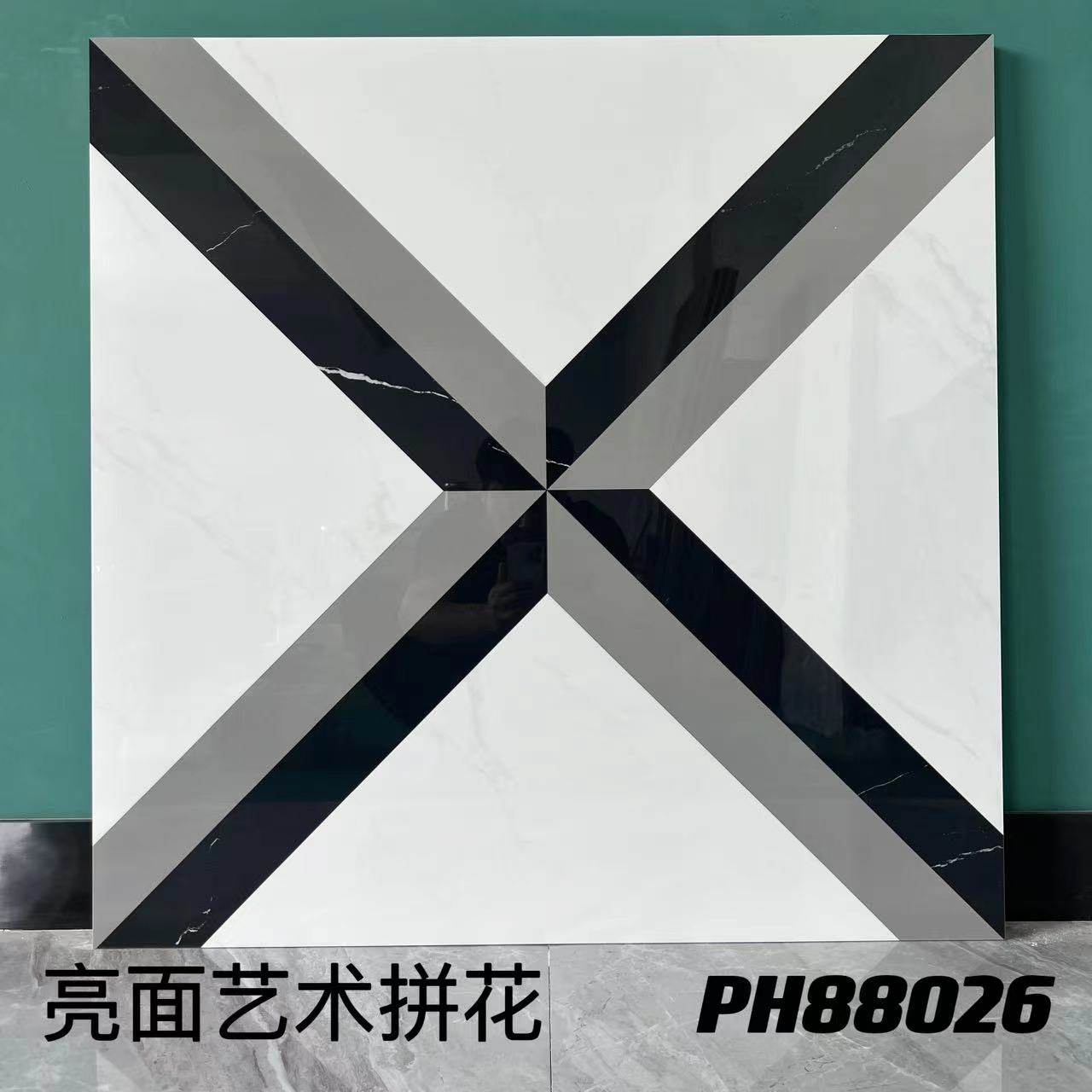 复古风800x800mm亮面拼花系列瓷砖法式轻奢酒店大厅家居客厅地砖