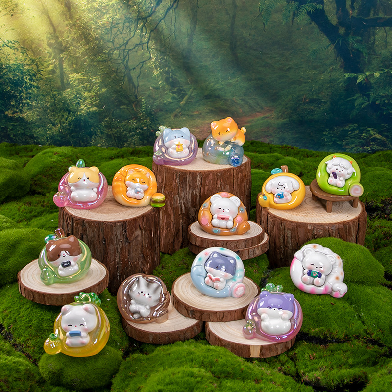 创意萌果没烦恼盲盒手办可爱小盲盒树脂潮玩桌面摆件生日礼物