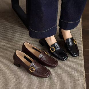 新款女鞋春季单鞋女士鞋子乐福鞋女款2026春款真皮英伦风小皮鞋女