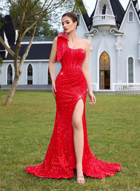 it party dress, sequined bow, socialite party evening dress