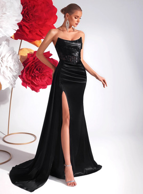 ess, sexy slit banquet socialite temperament trailing dress