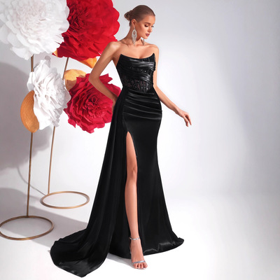 ess, sexy slit banquet socialite temperament trailing dress