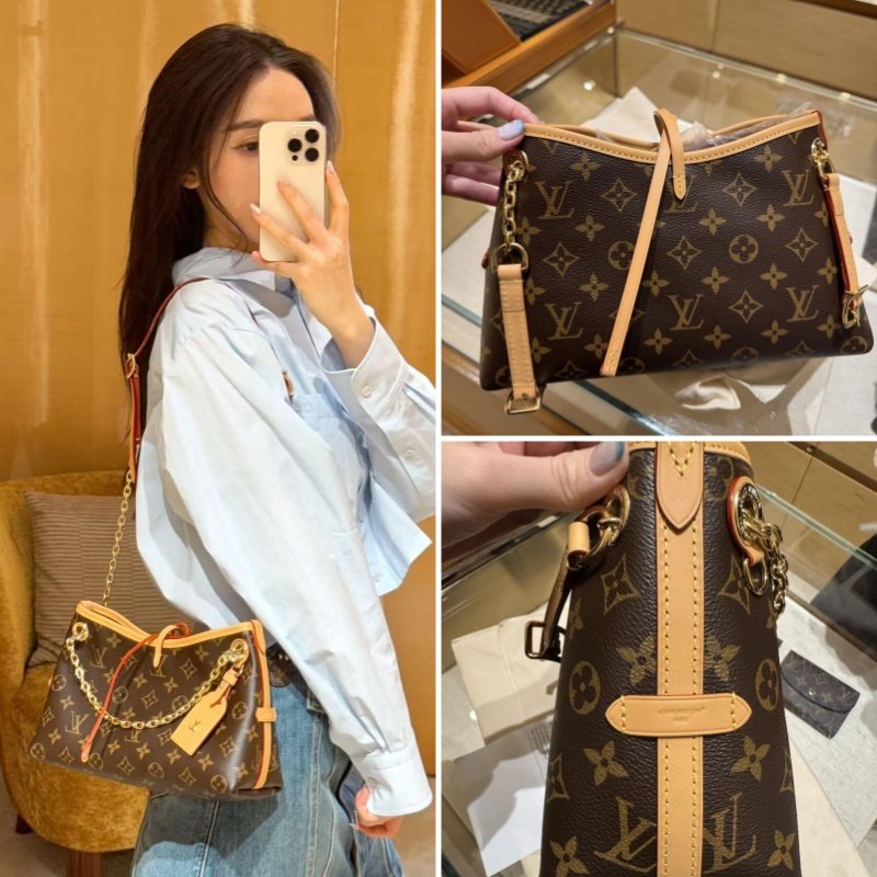 LV/女包新款Carryall BB老花迷你托特购物袋链条包腋下单肩斜挎包