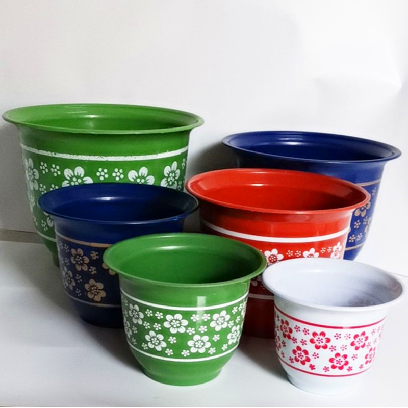 塑料花盆无毒熟塑料耐晒梅花图案中国风仿陶瓷加厚小型花卉盆栽盆