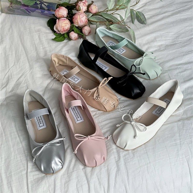 韩国新款Marie蝴蝶结女鞋软面皮单鞋miu少女芭蕾舞蹈鞋平底鞋女,女鞋,时尚芭蕾鞋,淘宝优惠券,粉丝福利购,淘宝优惠卷