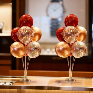 新年春节红色桌飘气球立柱开业活动气氛装饰场景布置店铺节日氛围