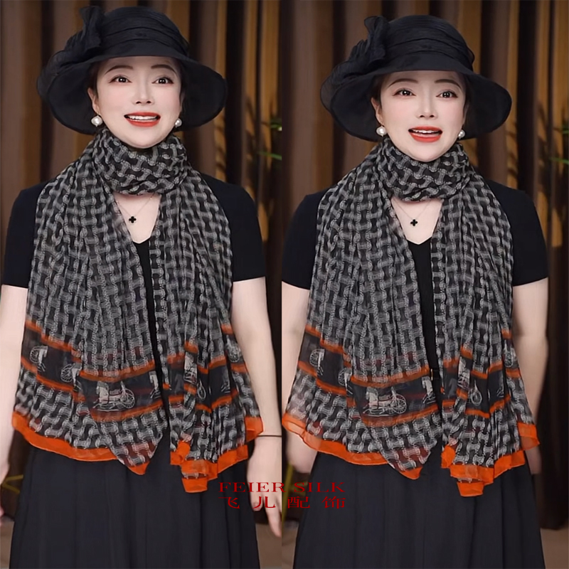 鳄鱼皱绉纹围巾披肩丝巾纱巾