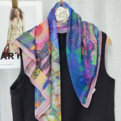 西丽纱纱巾丝巾70百变防晒披肩复古印花小方巾装 夏季 新款 饰围巾