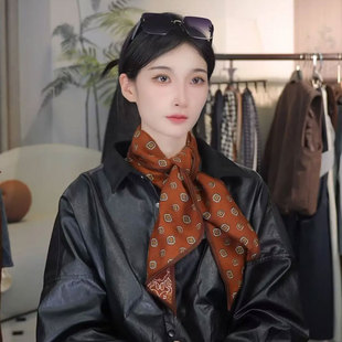 秋冬新款双层双面丝绒棉质复古时尚斜角飘带长条巾围巾披肩领巾