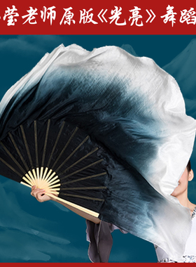 扇子舞蹈扇光亮黑色跳舞扇小莹老师原版双面真丝中国风古典舞道具
