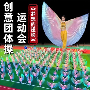 运动会入场开幕式创意道具透明彩色翅膀披风大型团体操表演蝴蝶舞
