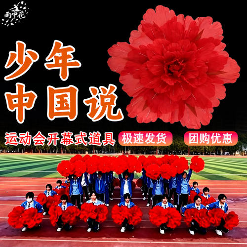 少年中国说舞蹈道具手拿牡丹花