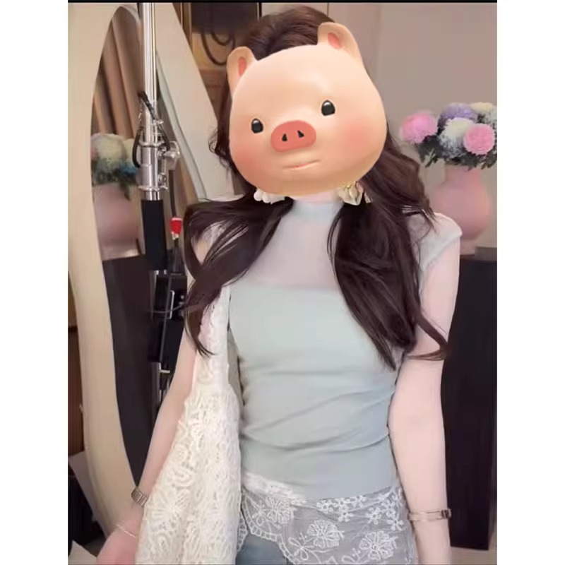 法式微透蓝色冰丝针织背心女2025夏季新款纯欲风辣妹修身短款上衣