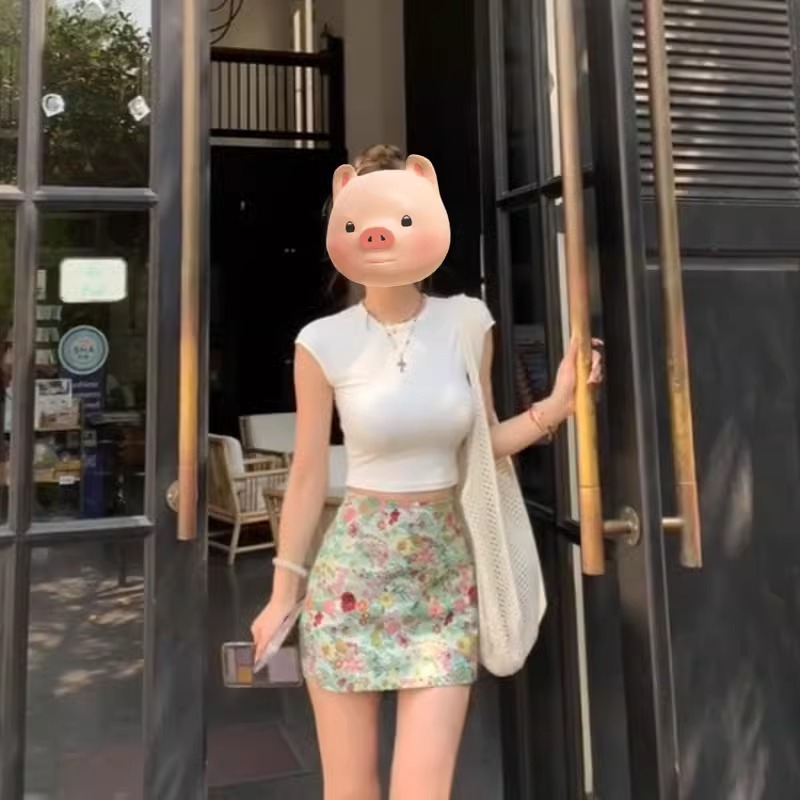 美式正肩白色短袖T恤女2025夏季新款小个子修身辣妹露脐短款上衣