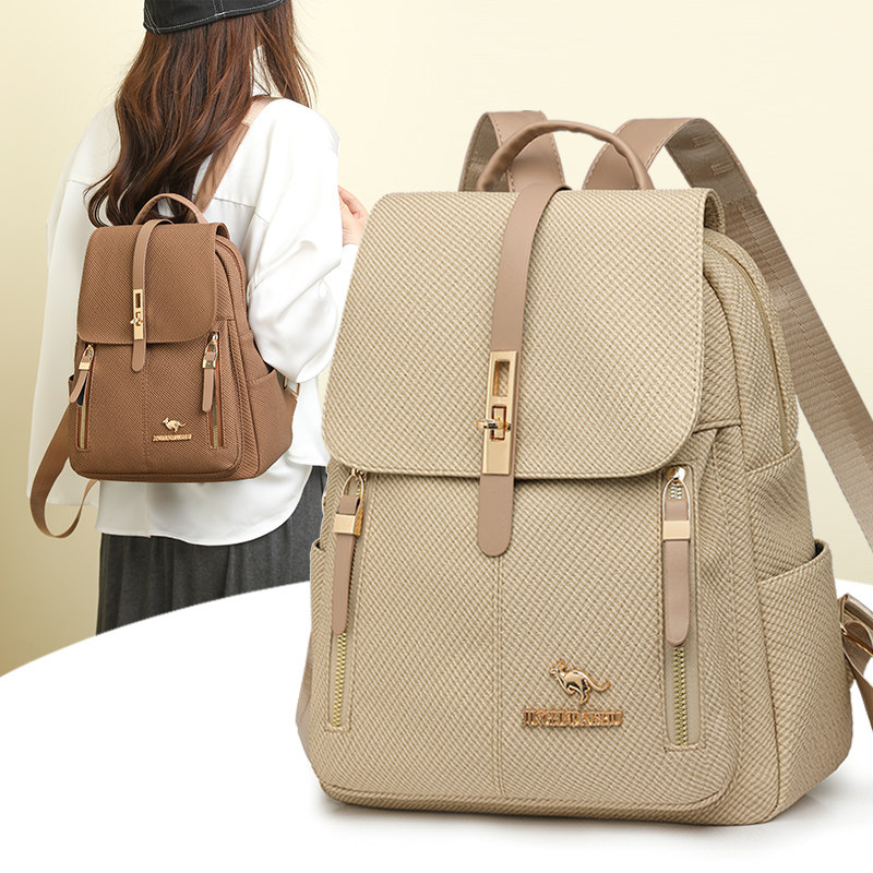 双肩包女2025新款女士大容量PU软皮复古时尚中年妈妈外出通勤书包