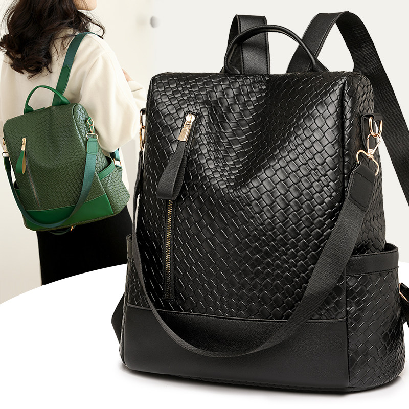 防盗双肩包女2024新款时尚百搭背包软皮包大容量女士背包女双肩包