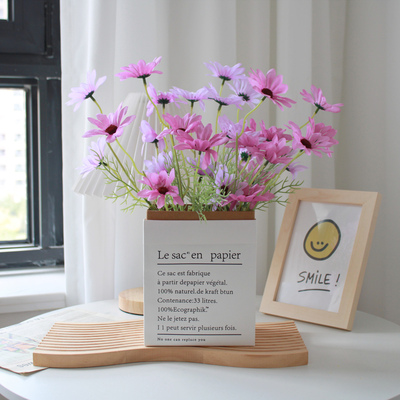 仿真菊花桌面装饰洋甘菊花+纸袋