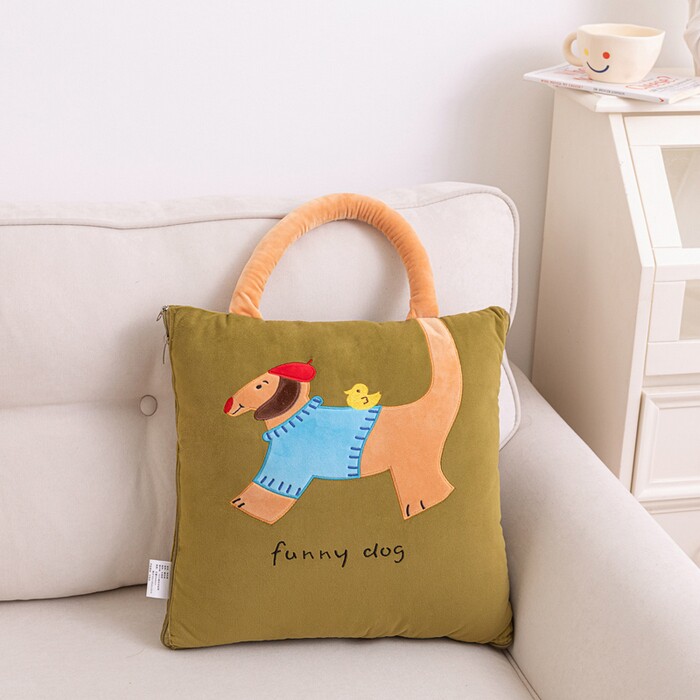 手提式抱枕被子两用二合一冬季加厚毛绒保暖午睡毯子车载靠垫枕头