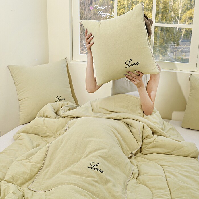 全棉抱枕被子两用车用靠背车载枕头被办公室多功能午睡毯子二合一