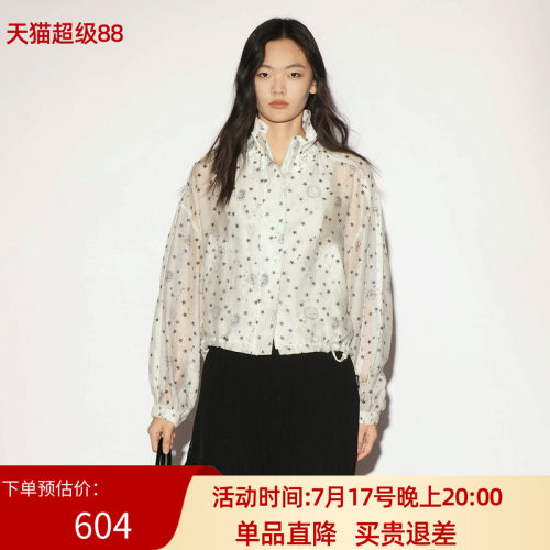 XG雪歌白色星星大翻领长袖短外套宽松2026秋季新款女XL307008B292