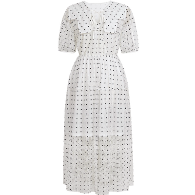 xg雪歌通勤淑女波点连衣裙